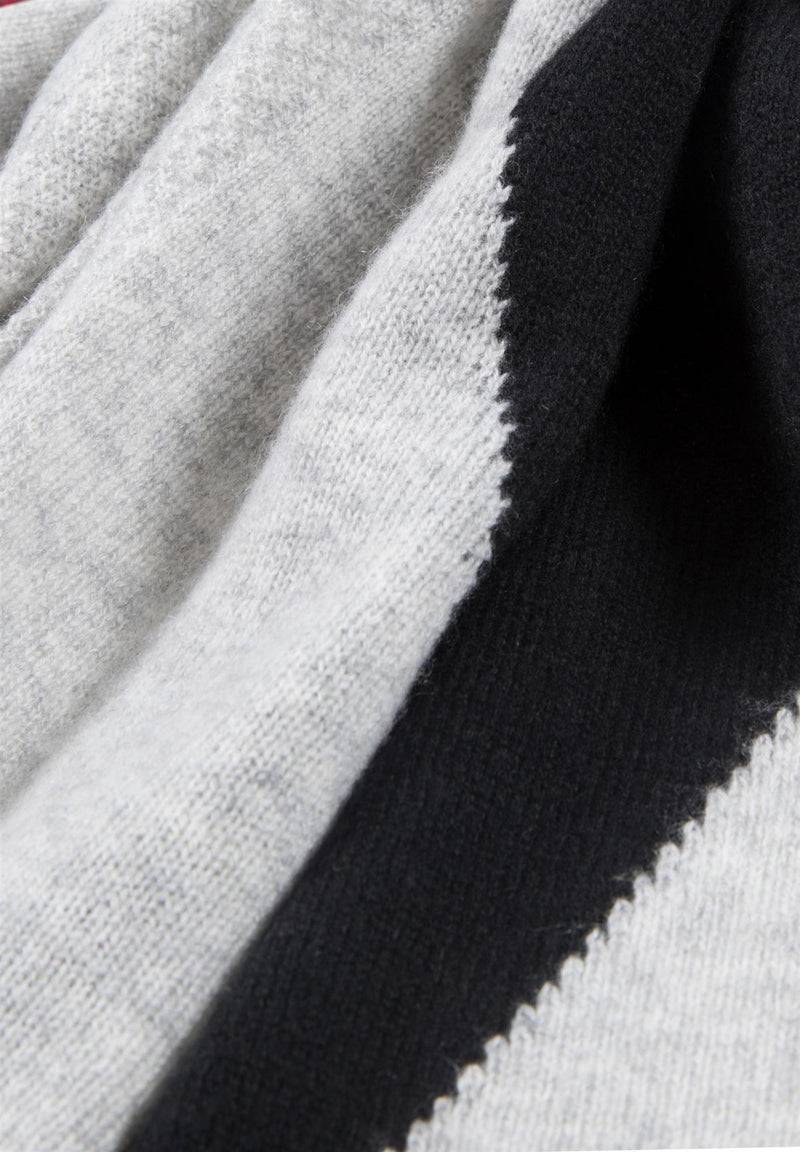 Loevenich Kaschmir-Mütze + Schal mit geometrischem Muster - Schwarz Wochenangebot