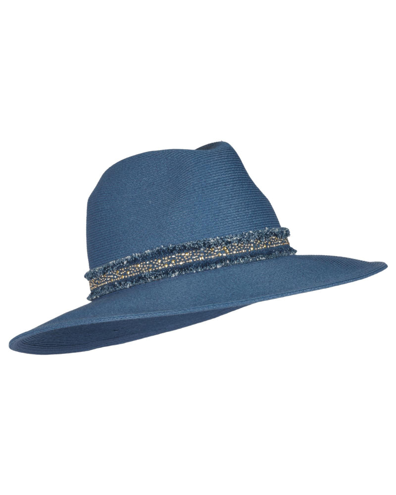 Loevenich großer Fedora mit Glitzersteinchen-Indigo 2025