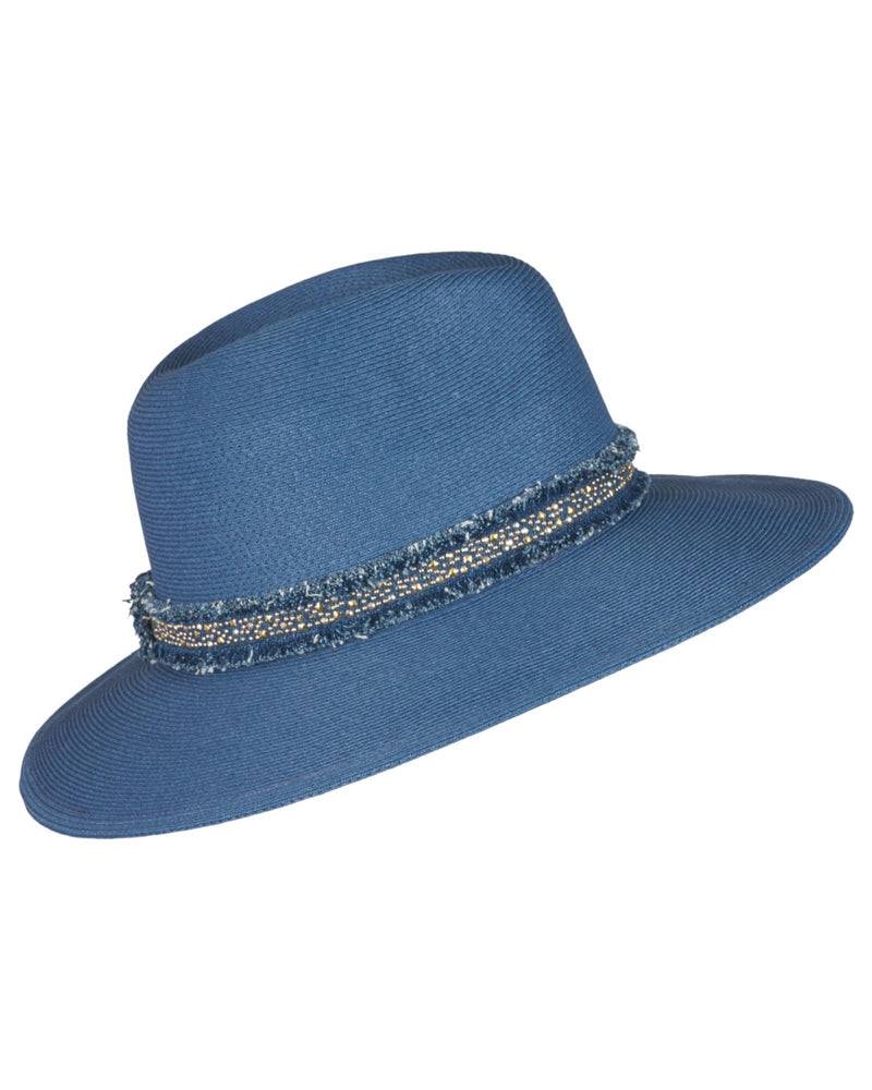 Loevenich großer Fedora mit Glitzersteinchen-Indigo 2025