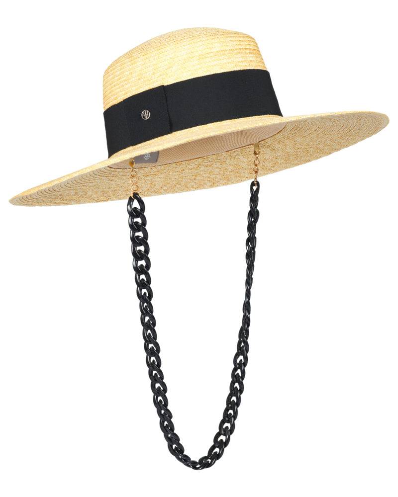 Loevenich Matelot-Strohhut mit Kette-Natur-Schwarz Limitierter Zeitrabatt