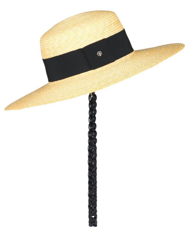 Loevenich Matelot-Strohhut mit Kette-Natur-Schwarz Limitierter Zeitrabatt