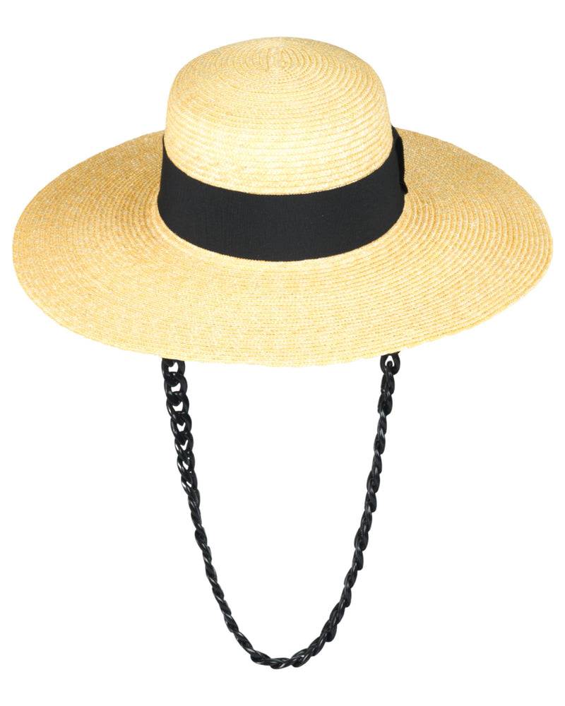 Loevenich Matelot-Strohhut mit Kette-Natur-Schwarz Limitierter Zeitrabatt