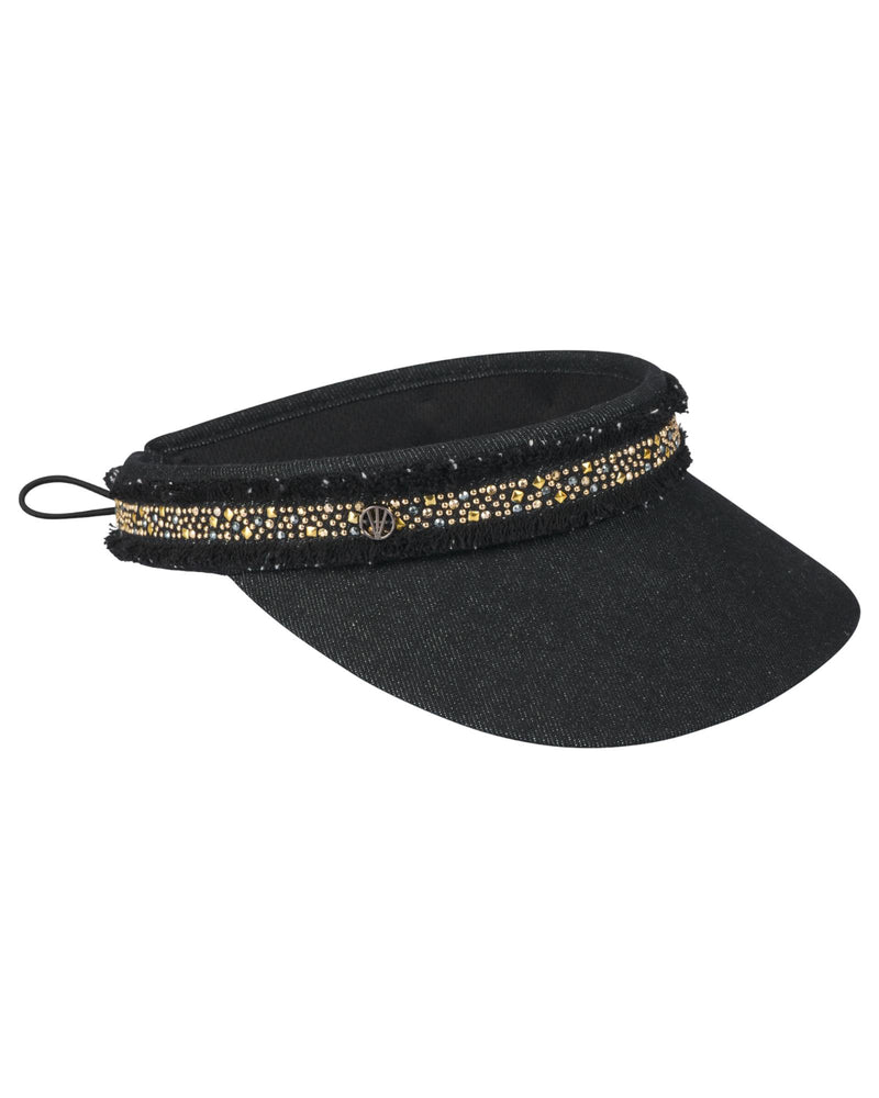 Loevenich Visor mit Glitzersteinchen-Denim Schwarz Sonderangebot