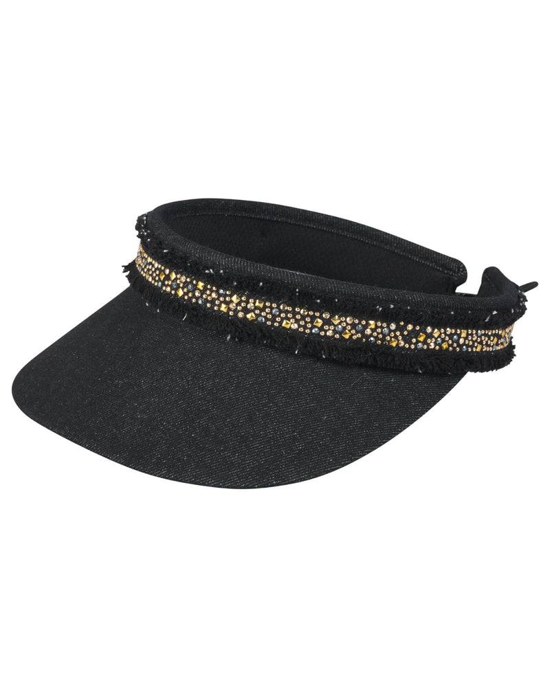 Loevenich Visor mit Glitzersteinchen-Denim Schwarz Sonderangebot