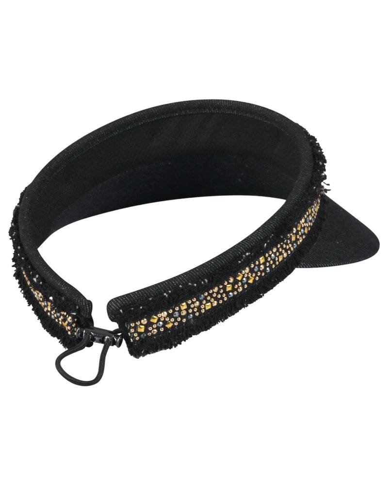 Loevenich Visor mit Glitzersteinchen-Denim Schwarz Sonderangebot