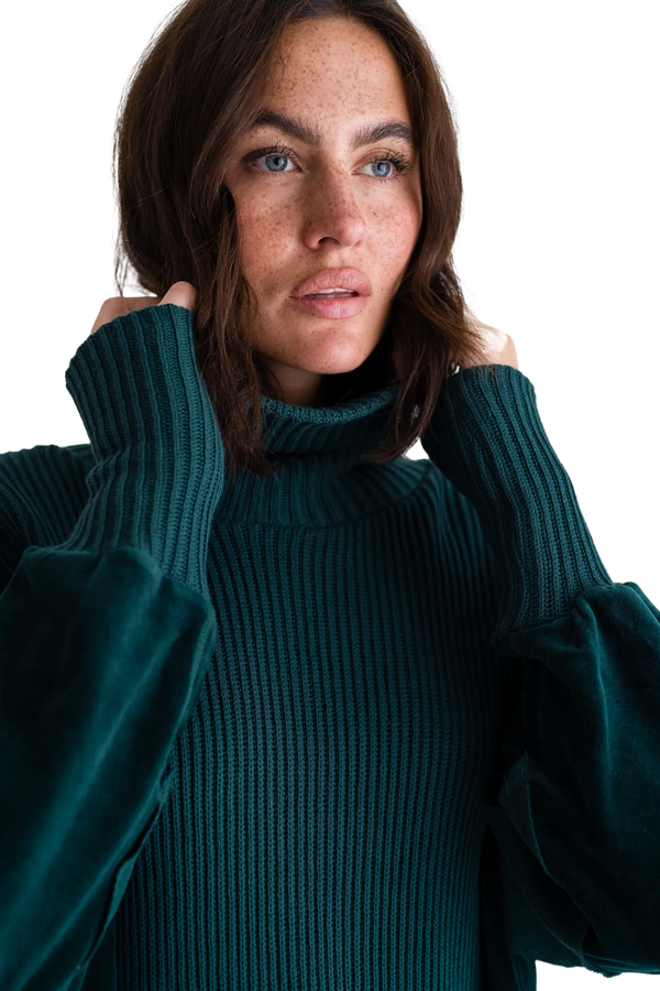 Love Joy Victory Rollkragenpullover mit Velvet und Strick Vega Große Rabatte