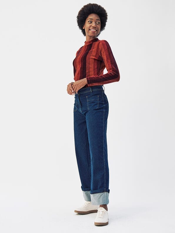 Mademoiselle YéYé Jeans Hose mit breitem Saumaufschlag aus Bio-Baumwolle Kostenlose Rückgabe