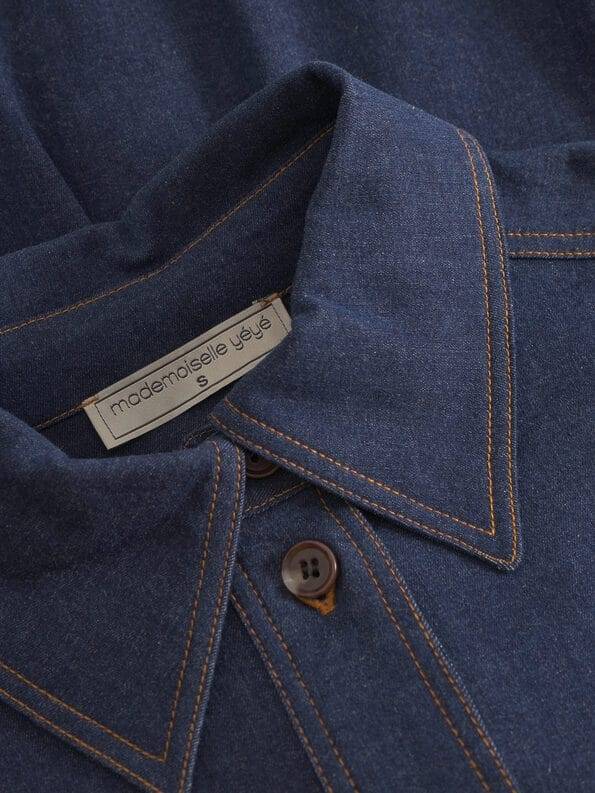 Mademoiselle YéYé Jeans Bluse mit Ballonärmeln aus Bio-Baumwolle Begrenzte Freigabe