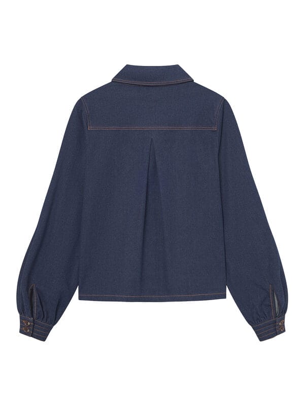 Mademoiselle YéYé Jeans Bluse mit Ballonärmeln aus Bio-Baumwolle Begrenzte Freigabe