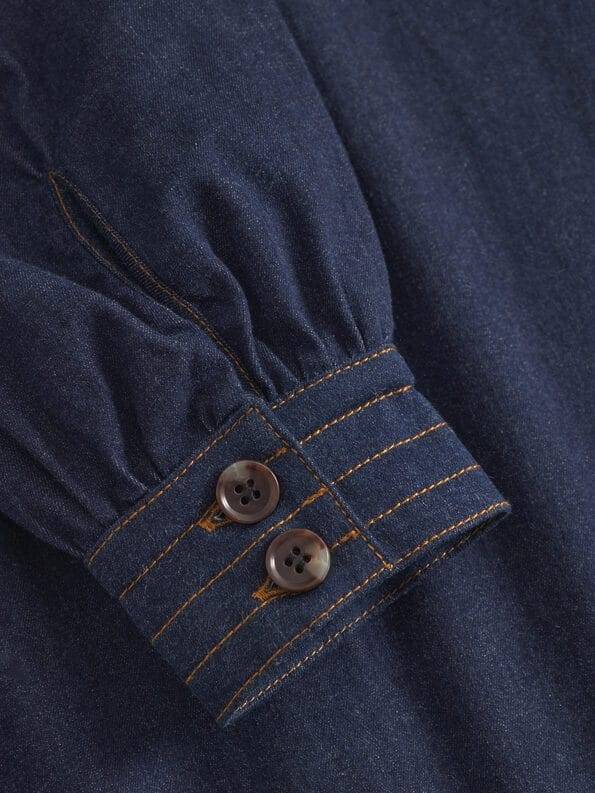 Mademoiselle YéYé Jeans Kleid mit Bindeband aus Bio-Baumwolle Letzter Tag