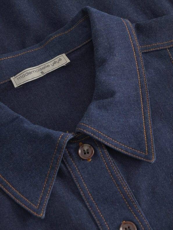 Mademoiselle YéYé Jeans Kleid mit Bindeband aus Bio-Baumwolle Letzter Tag