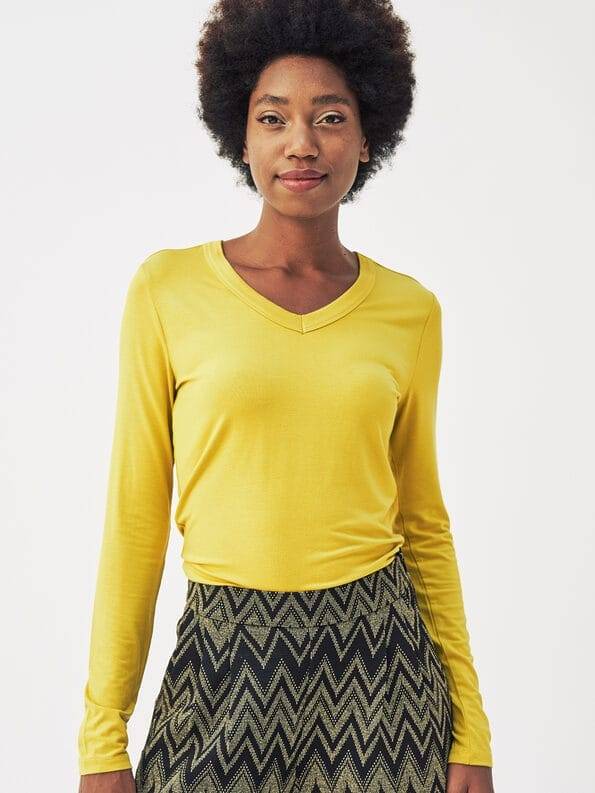 Mademoiselle YéYé Longsleeve mit V-Ausschnitt aus Ecovero by Lenzing Super Rabatt