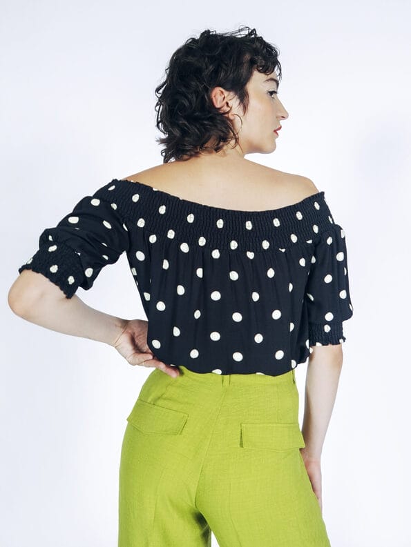 Mademoiselle YéYé Schulterfreie Bluse aus EcoVero by Lenzing im Angebot