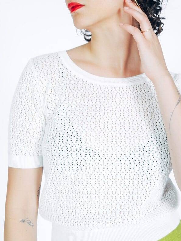 Mademoiselle YéYé Ajour Stricktop aus Bio-Baumwolle Letzte 3 Tage