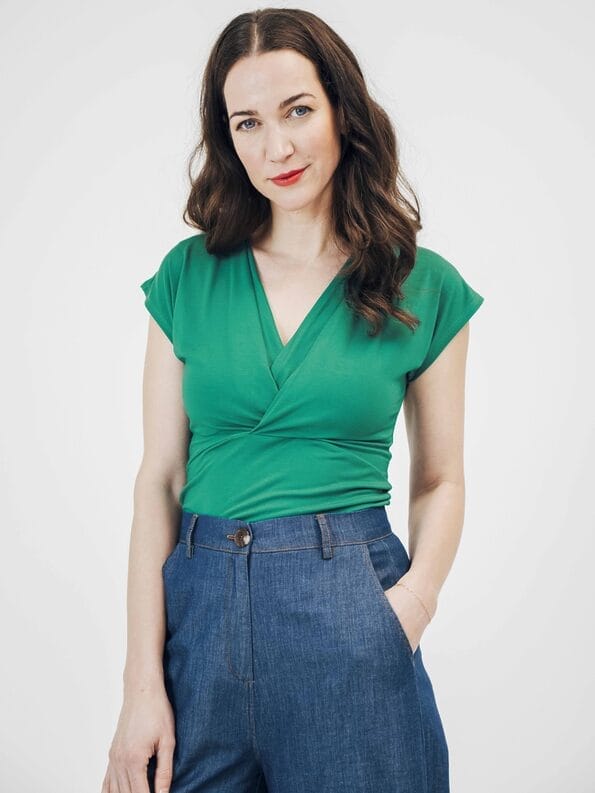 Mademoiselle YéYé Jersey Top mit tiefem Ausschnitt aus Tencel by Lenzing Sonderangebot der Fabrik
