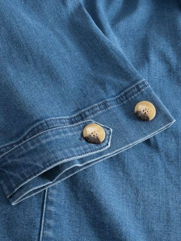 Mademoiselle YéYé Jeans Kurzmantel im Trenchstil mit weiten Ärmeln aus Bio-Baumwolle Nur noch ein Tag übrig