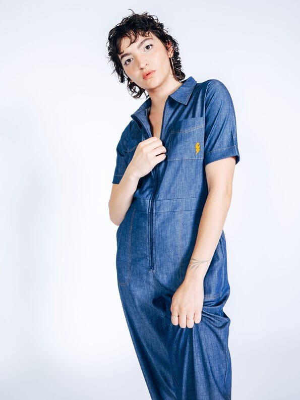 Mademoiselle YéYé Jeans Jumpsuit mit Reißverschluß aus Bio-Baumwolle 50% Rabatt mit kostenlosem Versand