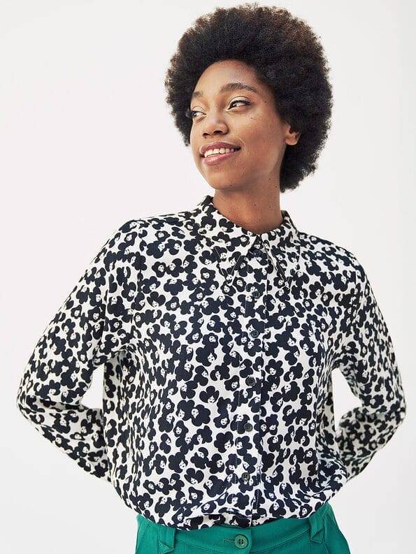 Mademoiselle YéYé Crepe Hemdbluse mit langem Kragen aus Ecovero by Lenzing Großer Ausverkauf
