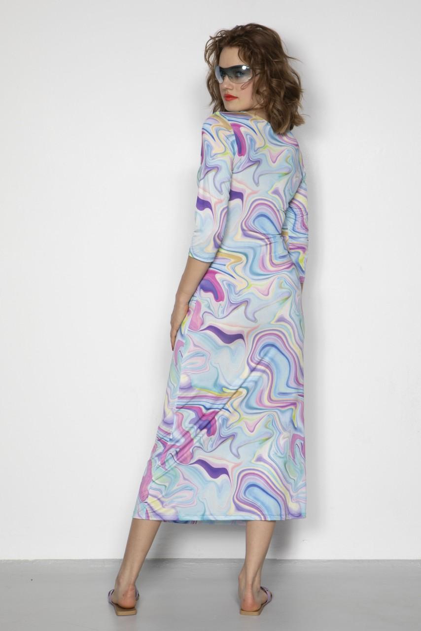 Marivie Illusion marble blue Dress Fabrikladen