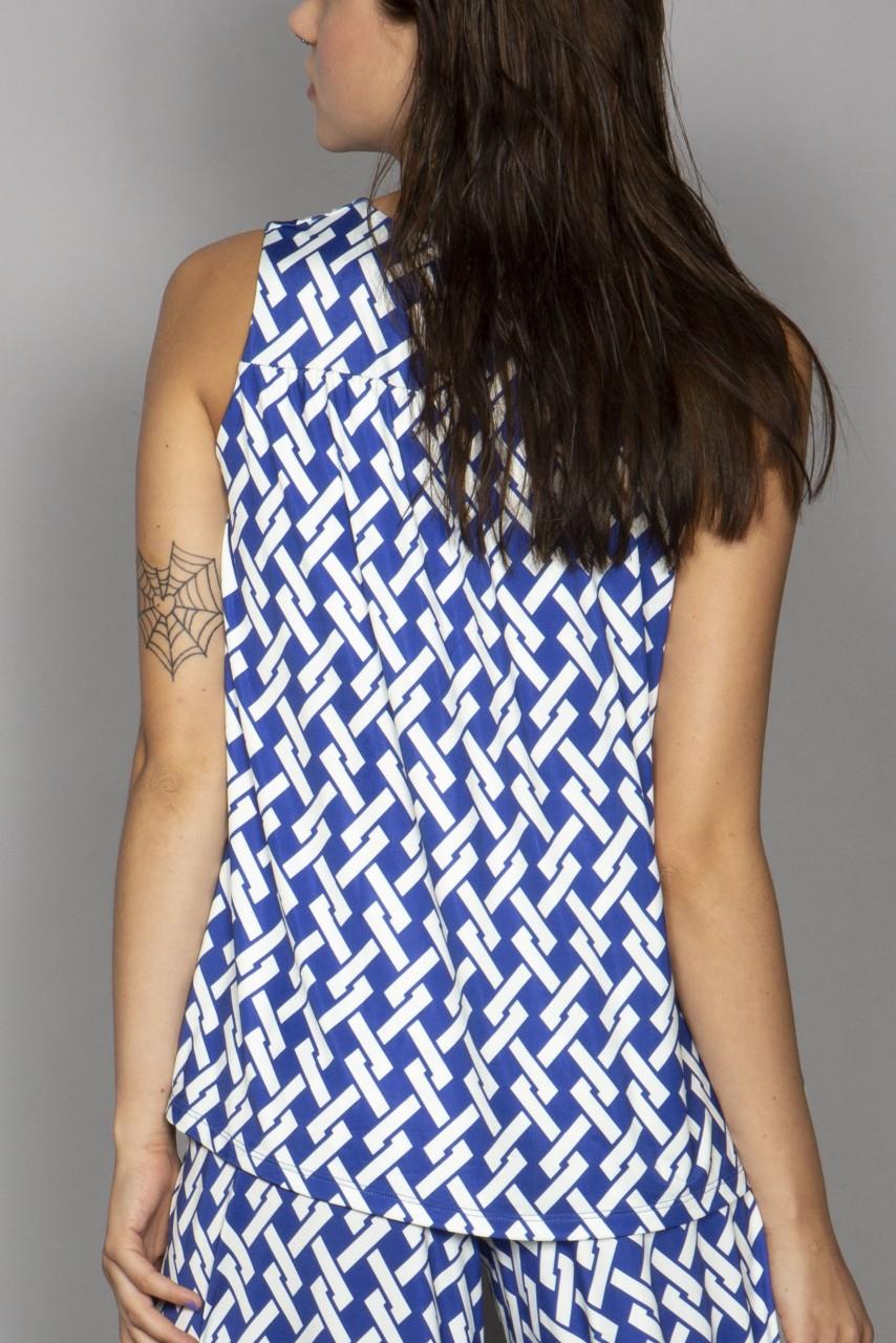 Marivie Superduper geometric lines blue Oberteil Meist gekauft