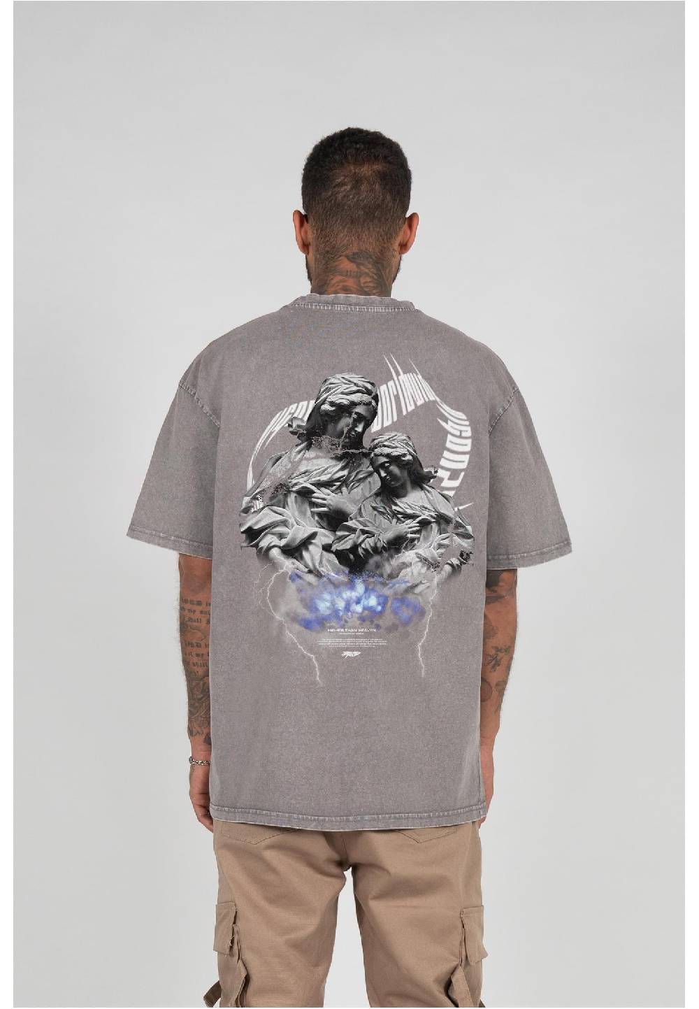 MJ Gonzales HIGHER THAN HEAVEN V.2 Acid Washed Heavy Oversize Tee Exklusive Angebote