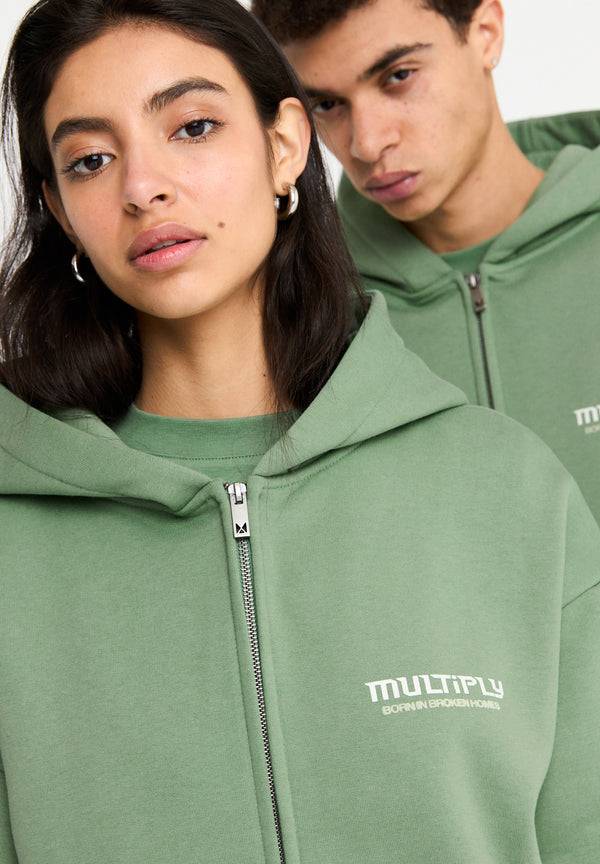 Multiply Spparel Oversize Zip Hoodie BROKEN IDENTITY Hedge Green Bis zu 55% Rabatt