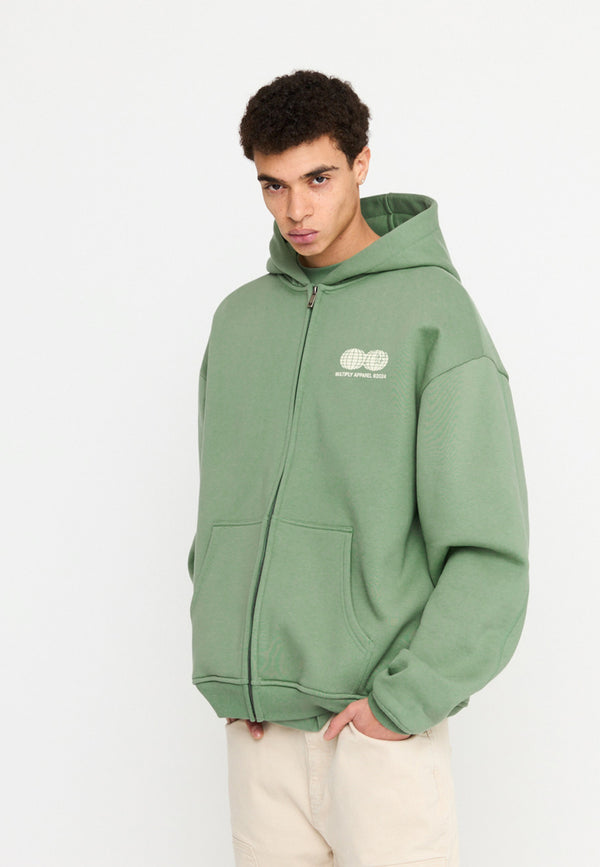 Multiply Spparel Oversize Zip Hoodie TWO WORLDS Hedge Green Riesige Rabatte