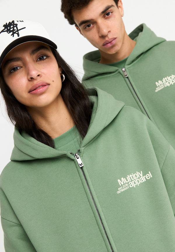 Multiply Spparel Oversize Zip Hoodie CONFLICT Hedge Green 50% Rabatt mit kostenlosem Versand