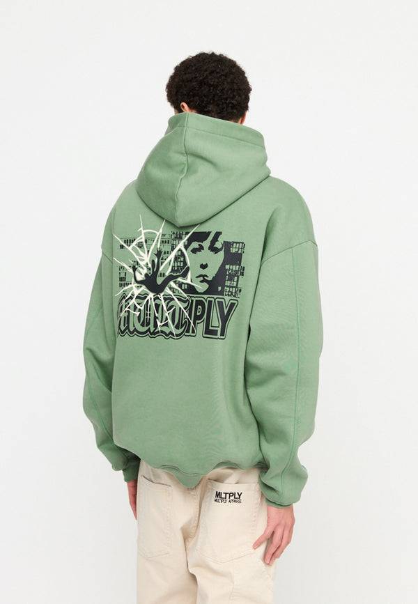 Multiply Spparel Oversize Hoodie INSECURITY Hedge Green Clearance-Verkauf
