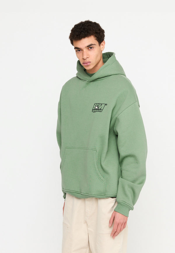 Multiply Spparel Oversize Hoodie INSECURITY Hedge Green Clearance-Verkauf