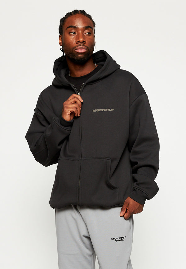 Multiply Spparel Oversize Zip Hoodie BASIQUE Black Soda im Angebot