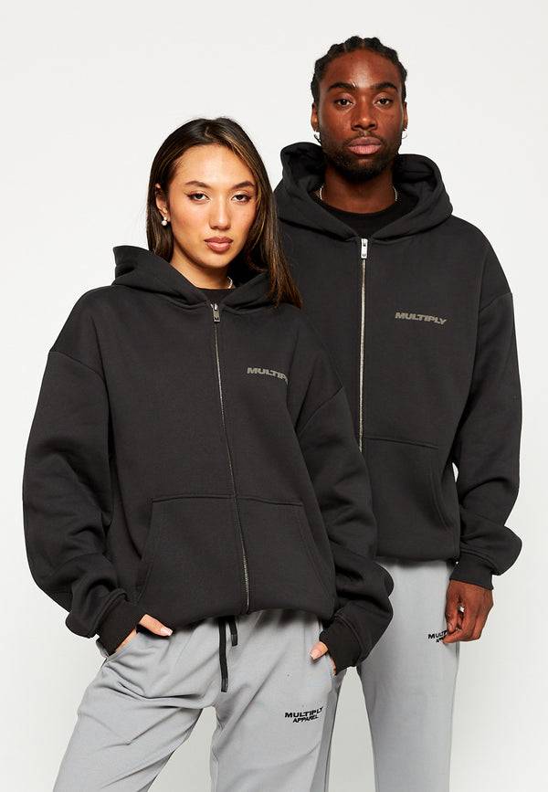 Multiply Spparel Oversize Zip Hoodie BASIQUE Black Soda im Angebot