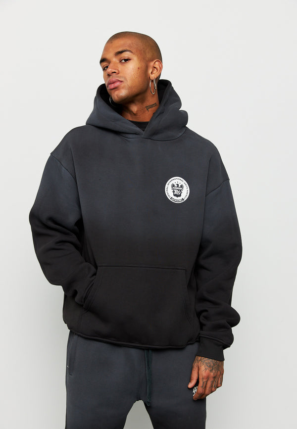Multiply Spparel Oversize Hoodie SUSPICIOUS Black Soda Washed Begrenztes Angebot