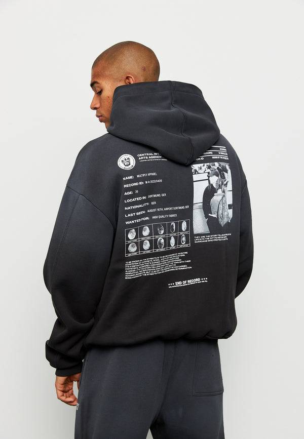 Multiply Spparel Oversize Hoodie SUSPICIOUS Black Soda Washed Begrenztes Angebot