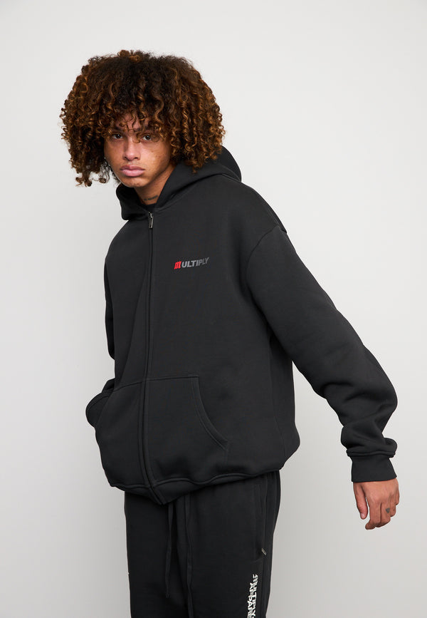 Multiply Spparel Oversize Zip Hoodie ACCUSED Black Soda Washed Black Friday