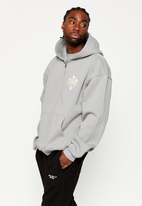 Multiply Spparel Oversize Zip Hoodie FADING FAITH Ultimate Grey Weihnachtsangebot