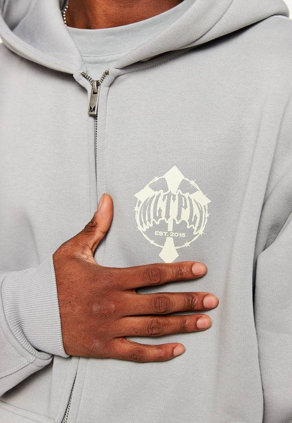 Multiply Spparel Oversize Zip Hoodie FADING FAITH Ultimate Grey Weihnachtsangebot
