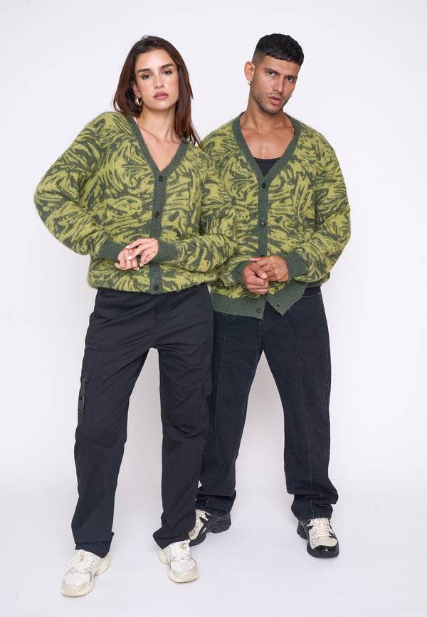 Multiply Spparel Knit Cardigan CONCRETE Four Leaf Clover Valentinstagsangebot