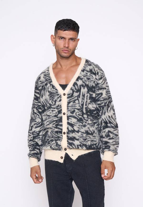 Multiply Spparel Knit Cardigan CONCRETE White Swan Jubiläumsangebot