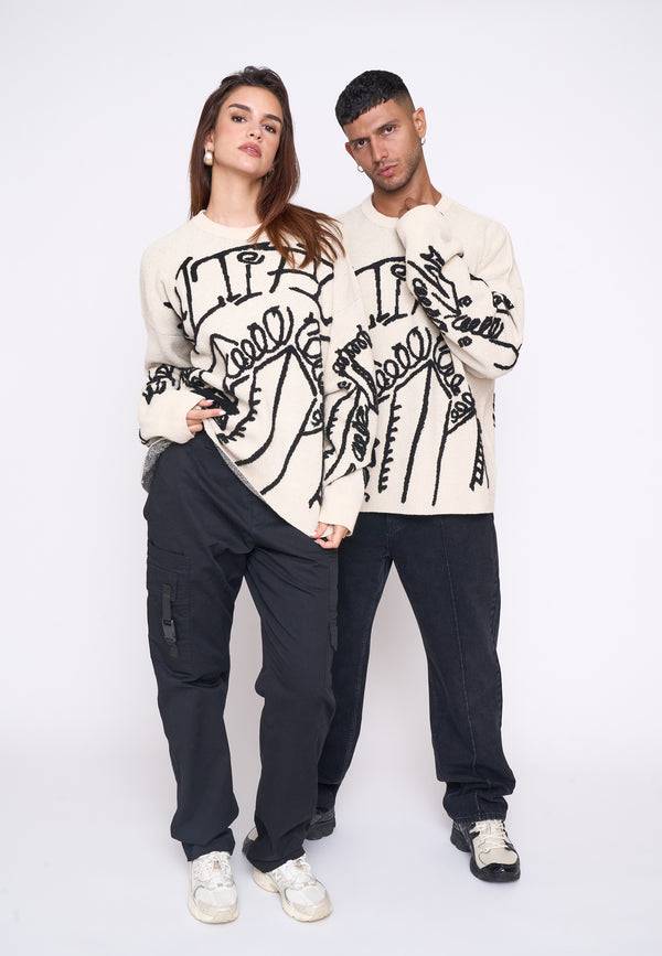 Multiply Spparel Oversize Knit Sweater DOWNTOWN White Swan Tägliche Deals