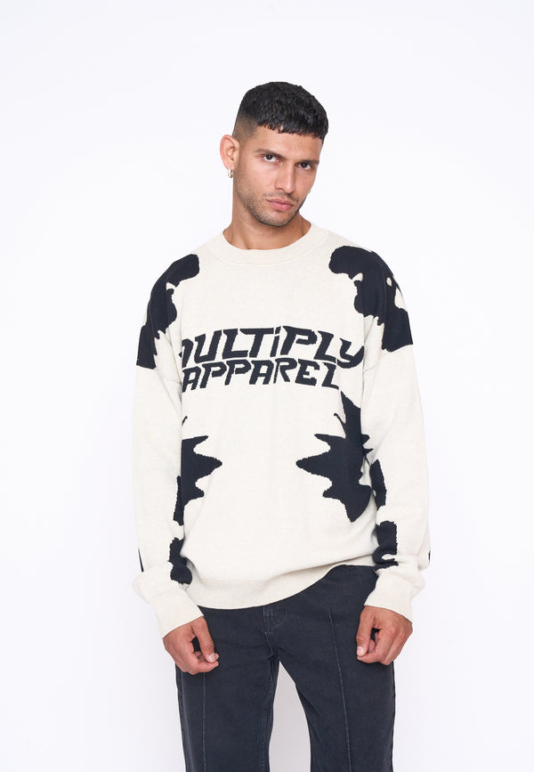 Multiply Spparel Oversize Knit Sweater URBAN White Swan Black Sonderangebote