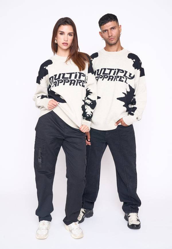 Multiply Spparel Oversize Knit Sweater URBAN White Swan Black Sonderangebote