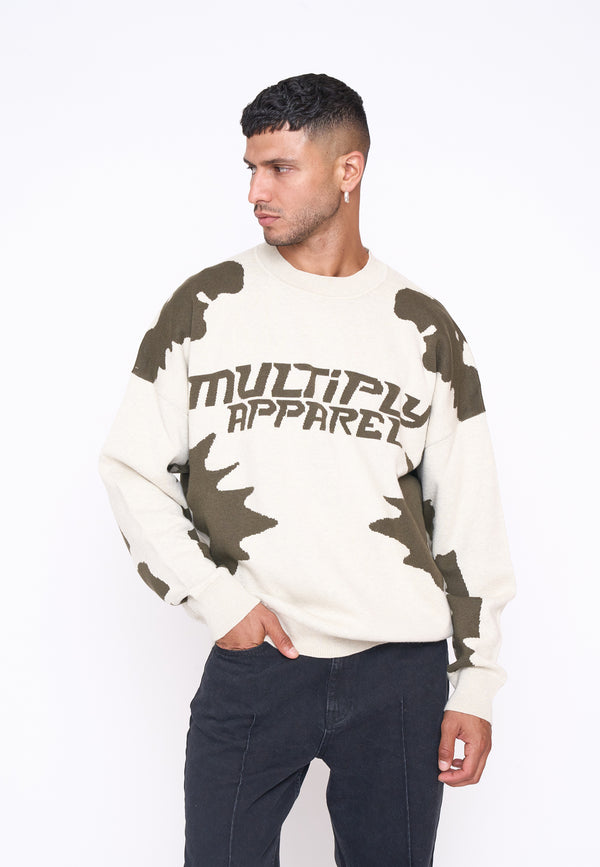 Multiply Spparel Oversize Knit Sweater URBAN White Swan Green Riesige Ersparnisse
