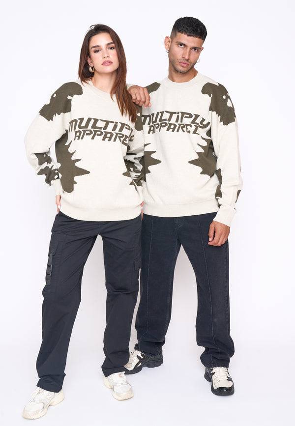 Multiply Spparel Oversize Knit Sweater URBAN White Swan Green Riesige Ersparnisse