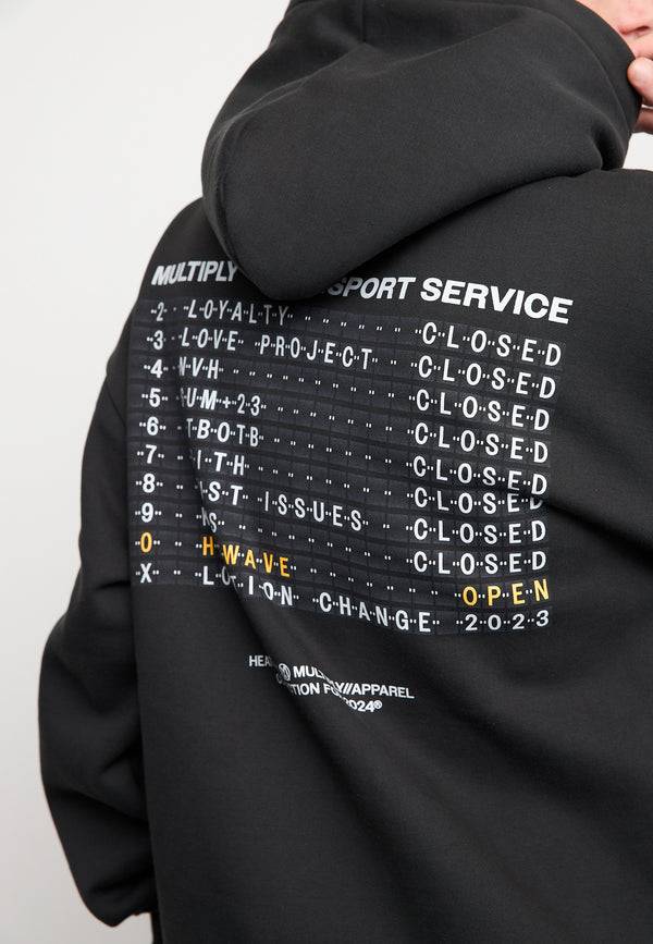 Multiply Spparel Oversize Hoodie BOARDING Black Soda Washed Kostenlose Rückgabe