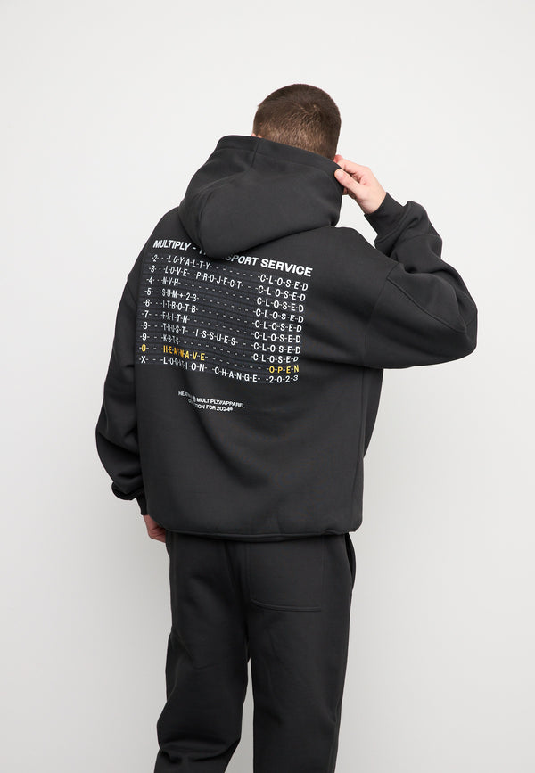 Multiply Spparel Oversize Hoodie BOARDING Black Soda Washed Kostenlose Rückgabe