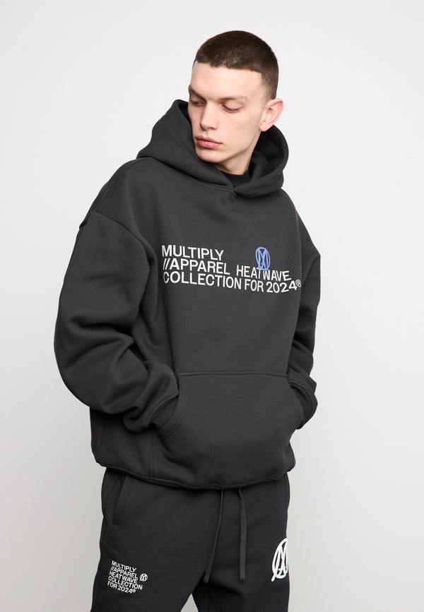 Multiply Spparel Oversize Hoodie APPAREL HEAT Black Soda Washed Begrenzte Freigabe