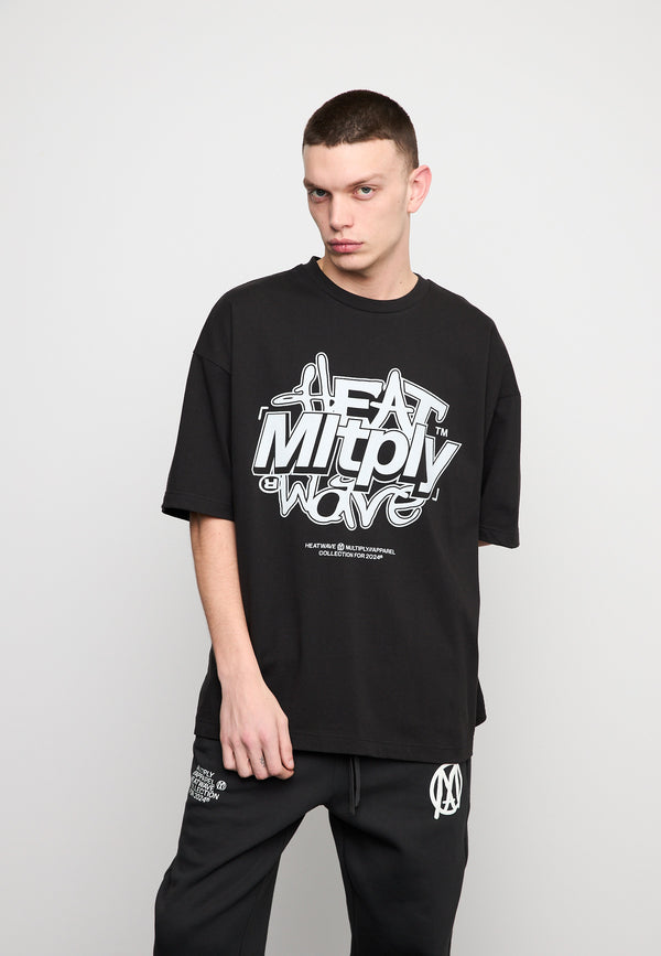 Multiply Spparel Oversize T-Shirt HEAT INDEX Black Soda Washed Bis zu 65% Rabatt