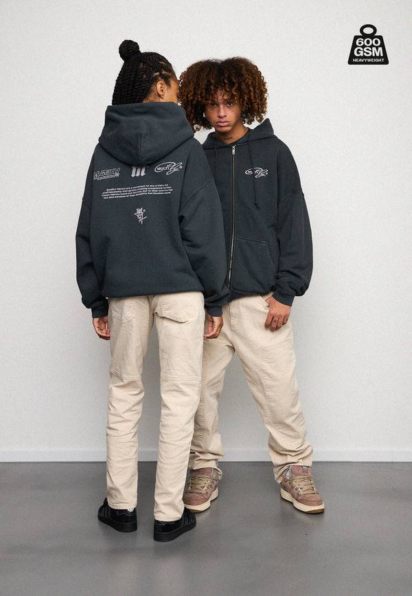 Multiply Spparel Oversize Zip Hoodie WEIGHTY Black Soda Kostenloser Versand international