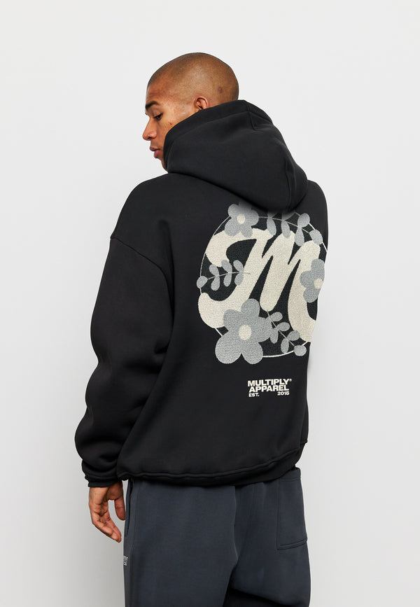 Multiply Spparel Oversize Hoodie M FLORAL 2 Black Soda Washed Black Friday Preise